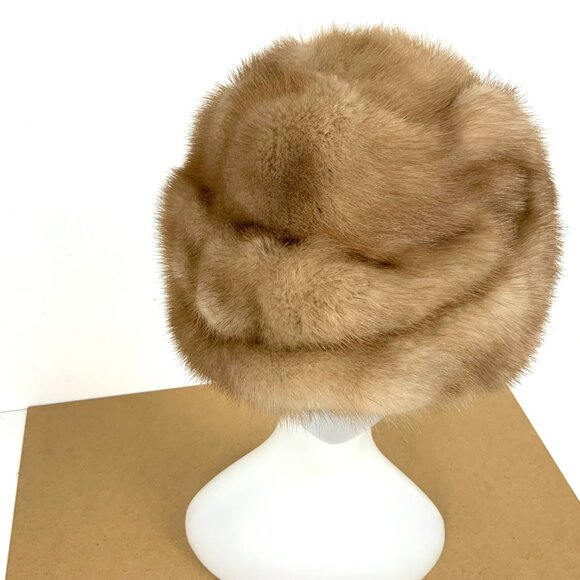 Pastel Mink Fur Hat Bucket Style Genuine Fur Sz 22" - Picture 2 of 15
